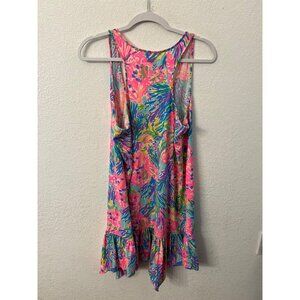 Lilly Pulitzer Womens Racerback Dress Pink Floral Print 100% Pima Cotton size la